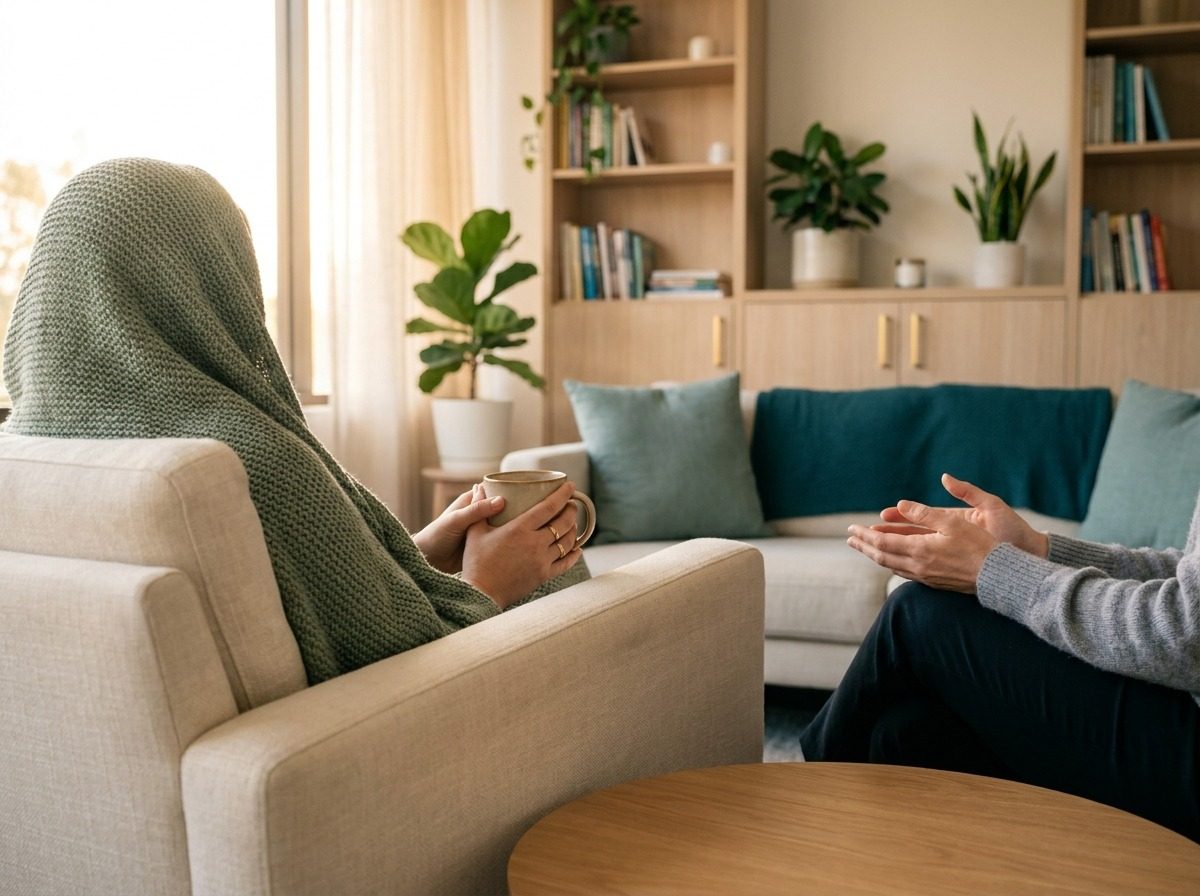 Client and therapist in an unhurried conversation