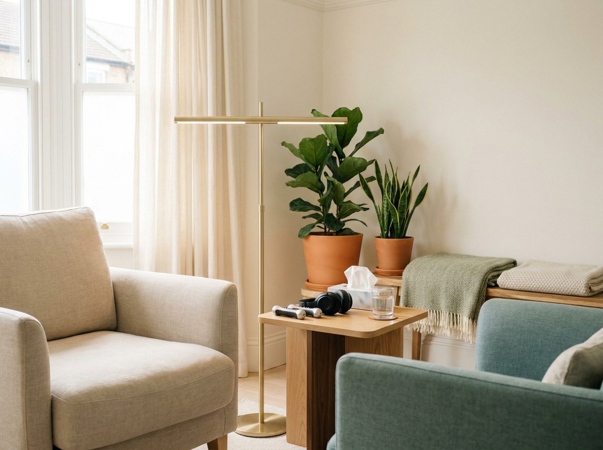 Quiet therapy room set up for an EMDR session