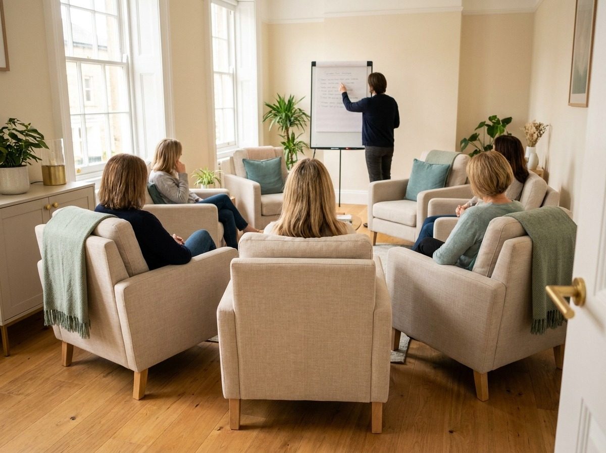 Facilitator leading a small group discussion