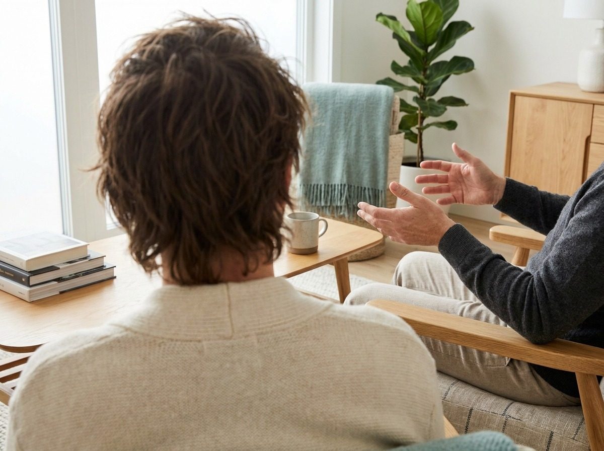 Client and therapist mid-conversation