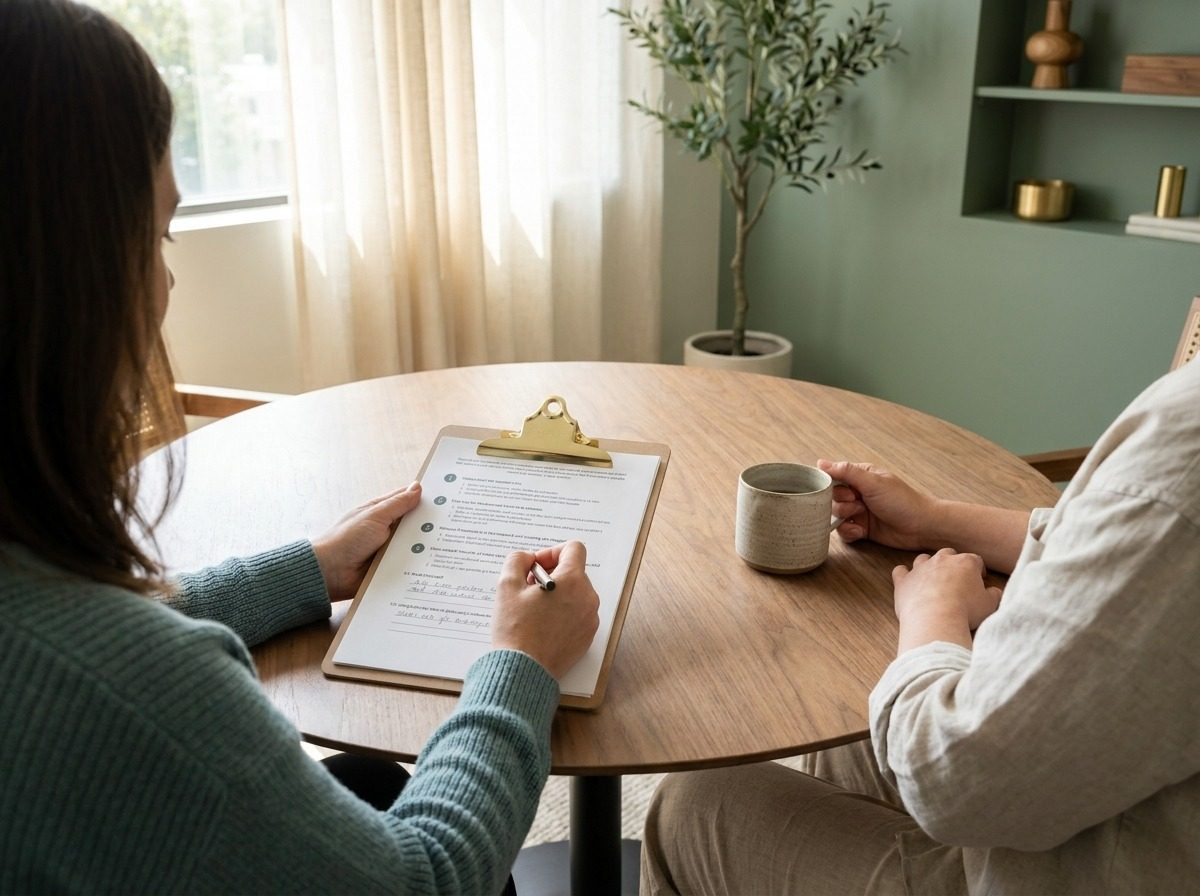 Therapist reviewing a treatment plan with a client
